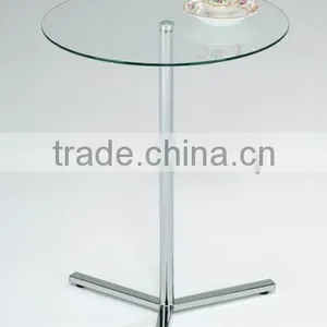 Modern Furniture Metal Legs Kitchen Table, Round Glass Dining Table thumbnail-2