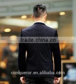 Dark Blue Wool 'M Line' 3-Button Suit With Flat Front Pants (SHT1067) thumbnail-2
