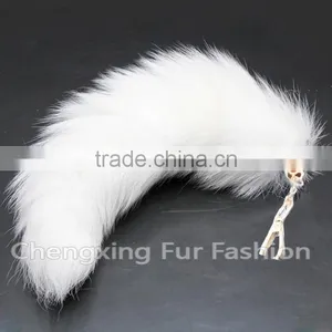 CX-R-18 High Quality Bag Decoration Real Cute Fox Fur Tail Key Chain thumbnail-1