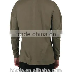 Soft Comfort Stretch Men's Standard Long Sleeve Drip Shoulder Solid Color Crew Neckline Tees thumbnail-3