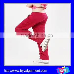 100%Cotton Womens Summer Casual Long Sports Pants With Drawstring & Button Design thumbnail-4