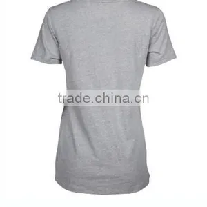 Ladies Short Sleeve Gym Wear 100% Cotton Clothes for Women v Neck Design Breathable Tshirts thumbnail-2