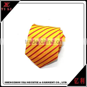 High Quality Brand Men White Other Colored Striped Yellow Silk Tie thumbnail-1