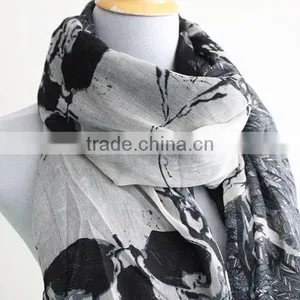Skull and Leaf Scarf Large Skull Scarf With Leaves, Halloween Skull, Skulls, Halloween Skulls, Holiday thumbnail-4