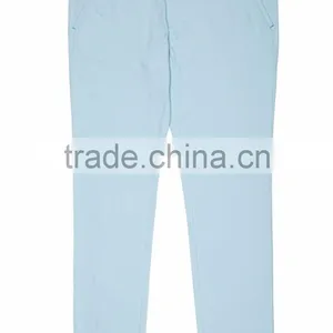 Contrast Color Bartack Light Blue Slim Fit Casual Mens Baggy Pants With High Quality Button thumbnail-2