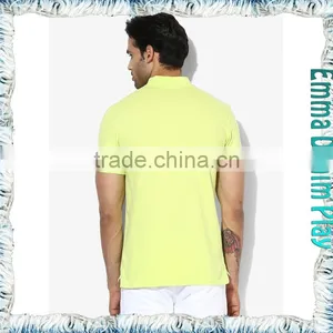 2017 Yellow Mens Contrast Trimming Slit Collar T-shirts thumbnail-2