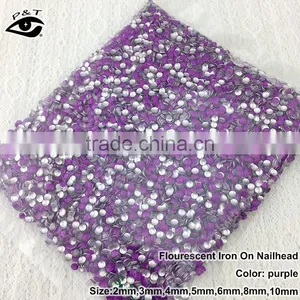 Flat Back Neon Purple Color Iron on Nailhead Metal Studs for Nail Art Clothing DIY Crafts thumbnail-1