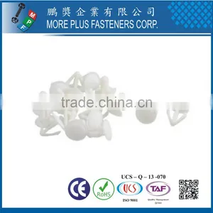 Made in Taiwan PP Nylon Easy Release Push Fit Plastic Rivet White thumbnail-1
