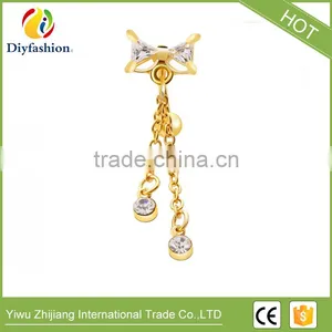 Fashion Body Piercing Navel Rings Zircon Bowknot Belly Button Rings thumbnail-3