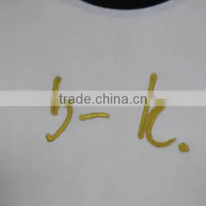 Rib Collar Short Sleeve White Golden Embroidery Tshirt thumbnail-5