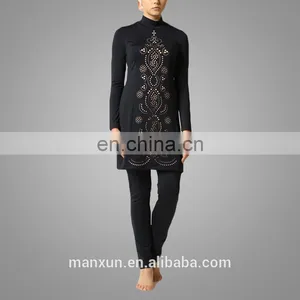 Muslim Women Beading Swimming Suit Traditional Two Pieces Swimwear Soft for Wearing thumbnail-2