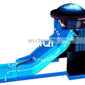 Time Travel Theme Free Fall Inflatable Slide With Water Pool thumbnail-2