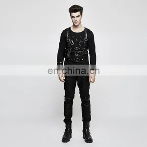 Punk Rave Men's Gothic Black Chest Harness With Pocket S-238 thumbnail-4