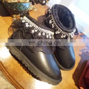 Aidocrystal Soft Sole Last Design Home Winter Diamond Bling Lace Decor Snow Boots Women thumbnail-4