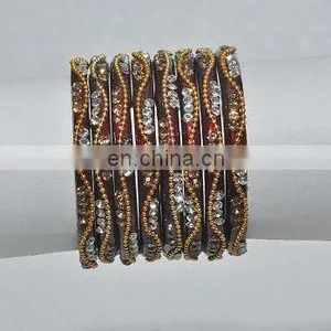 Traditional Crystal Studded Glass Bangles thumbnail-1