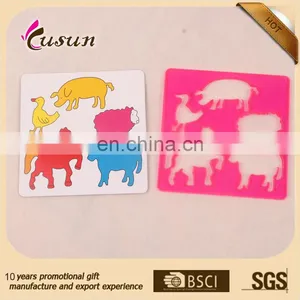 Funny and Plastic Novetly Promotion Cartoon Animal Stencil Ruler for Kids thumbnail-1
