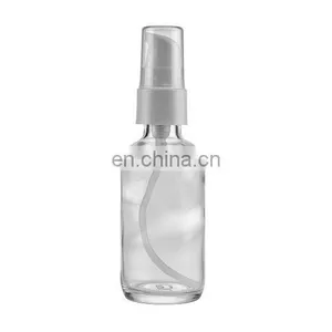 2oz Clear Glass Boston Round Bottles With White Black Treatment Pump thumbnail-2