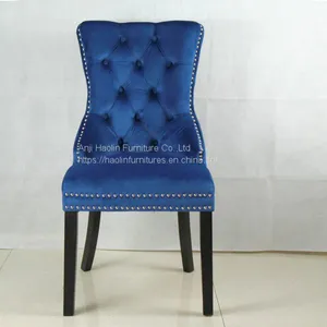 Navy Color Velvet Dining Chair in Solid Wood,Modern Dining Chair HL-6087 thumbnail-5
