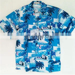 Coconut Tree Printing Beach Shirts, Cheap Hawaiian Shirts, Printed Cotton Shirts thumbnail-1
