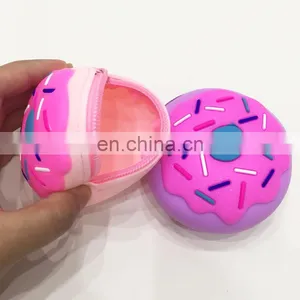 Customized Doughnut Cake Shape Mini Coin Bag Women Clutch Key Card Holder Walle Zipper Round Silicone Coin Purse thumbnail-2
