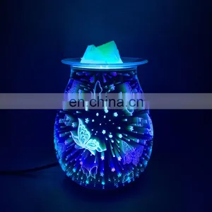 New 3D Glass Colorful Gradient Fireworks Aromatherapy Lamp Colorful Color Changing Plug-in Butterfly Table Lamp thumbnail-3
