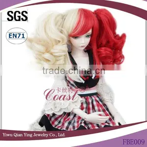 Beauty White and Red Deep Curly Deep Curly 1/3 BJD Doll Wigs With Two Clip Ponytail thumbnail-1
