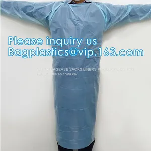 Disposable CPE Plastic Gown/Plastic Coat Elastic Cuff/Thumb Cuff,disposable Hospital CPE Isolation Gown /protection Gown thumbnail-3