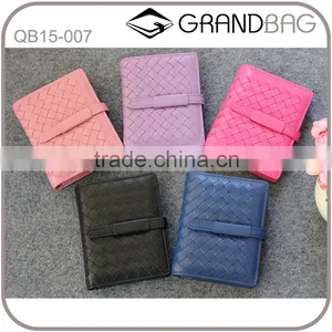New Fashion Multi Colored Women Woven Leather Short Wallet With Coin Purse thumbnail-1