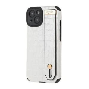 Classic Vintage Crocodile Skin Mobile Cell Phone Case Bracket Wrist Strap Leather For Iphone 7 8P X Xr 11 12 13 14 Pro Max thumbnail-1