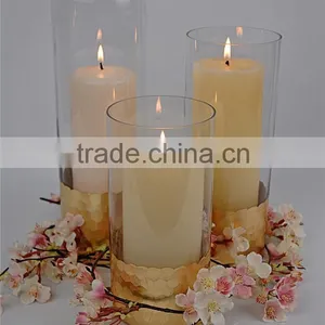 Petesdal Glass Cylinder Gold Vase /Gold Hurricane Candle Holder / Glass Container For Wedding thumbnail-6