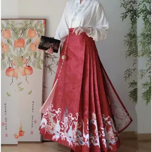 Wholesale Hanfu Pleated Skirt Woman Clothing Faldas Harajuku Vintage Maxi Chinese Style Horse Face Skirts for Women Saia One-piece Long thumbnail-2
