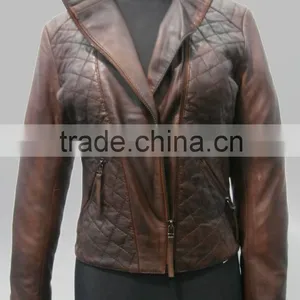 Stone Washed Genuine Leather Jacket Women thumbnail-1