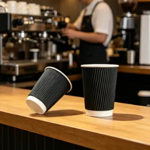 High-Quality 12oz Custom Ripple Wall Disposable Paper Cup for Coffee thumbnail-4