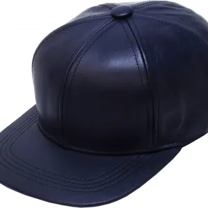 Solid PU Leather Flat Brim Snapback Baseball Cap Blank Plain Hip Hop Street Hat Custom Embroidery Logo Wholesale for Men Women thumbnail-3