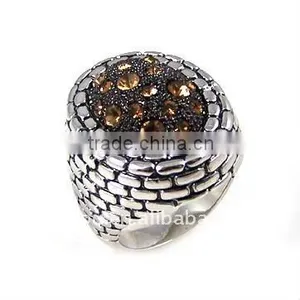Antique Sivler Vintage Jewelry Ring With Topaz Stone thumbnail-1