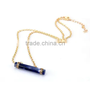 Minimalist Design Blue Bar Gemstone Jewelry Choker Necklace 2016 Quality Choice thumbnail-2
