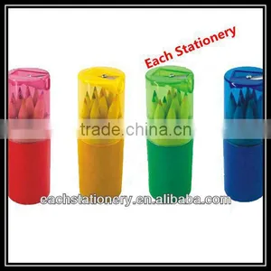 3.5 Inches Mini Natural Wooden Color Pencil Set In Cardboard Tube With Sharpener Lid thumbnail-1