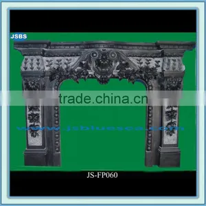 Black Natural Marble Carved Interior Fireplace Mantel thumbnail-1