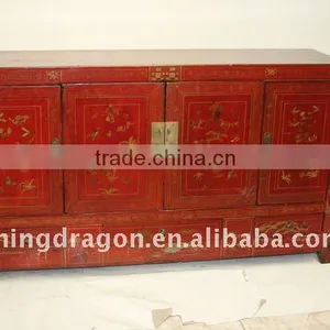 Antique Chinese Old Painted Wedding Cabinet thumbnail-1