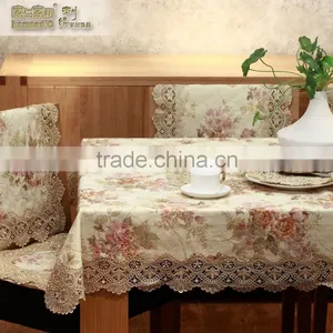 100% Polyester TC CVC Table Cloth WITH RUFFLES,LACE,WATER RESISTANT ,HEAT RESISTANT,WATER PROOF thumbnail-6