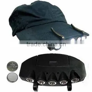 5LEDs Plastic Cap Hat Light 2*CR2032 Battery Powered LED Fishing Light LED Hat Light Sale Black LED Portable Headlamp thumbnail-1