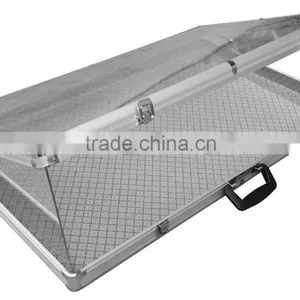 Large Aluminum Glass Top Display Locking Travel CounterTop Case W/side Panel thumbnail-3