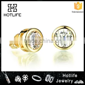 2016 New Wholesale Fashion Jewelry Ladies Earrings Designs Clear Crystal Gold Earring thumbnail-1