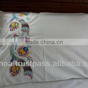 100% Cotton Colorful Flower Embroidery Pattern Embedded Pillow Cases thumbnail-1