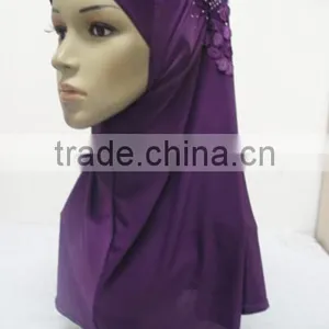 H310 Latest Instant Hijab With Lace and Rhinestones,muslim Scarf thumbnail-6