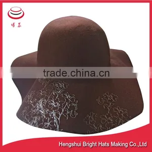 Fur Felt Caps Floppy Hat With Embroidery Flowers thumbnail-1