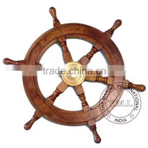 WOODEN NAUTICAL SHIP WHEEL 15" thumbnail-1