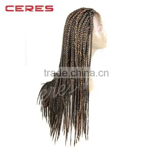 Synthetic Wig for Africa American Women Material Lace Front Black Kinky Curly Wig Style Box Braid Wig With Heat Resistant Fiber thumbnail-6