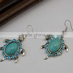 2016 Bohemia Gypsy Fashion Turtle Dangle Long Drop Turquoise Earrings For Women thumbnail-4