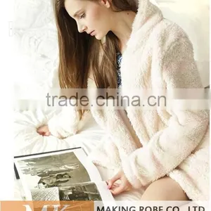 High Water Absorbency Women Fleece Stripe Robe /Bathrobe thumbnail-4